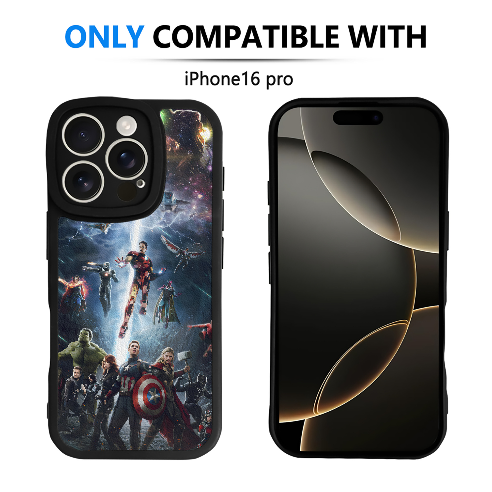 （画像用） アベンジャーズ The Avengers 【iPhone 16シリーズ対応】シリコンスマホケース（レザー調） 材質：シリコン